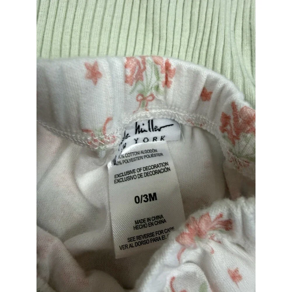 Nicole Miller Baby Girls 0-3 Months 2 Piece Set Green Floral Bloomers